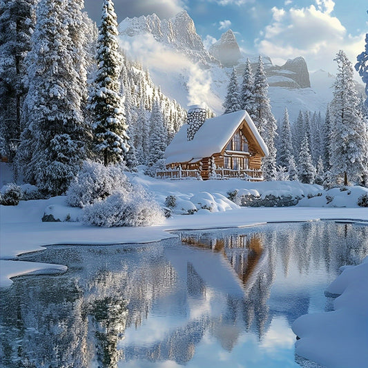 Dreamy Cabin Scene Diamond Painting Kit For Teens And Adults