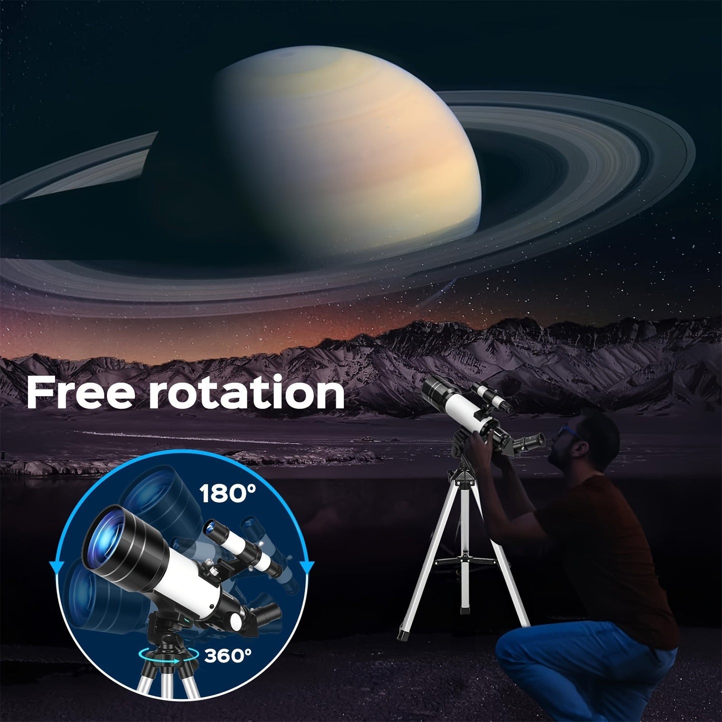 Portable Astronomical Telescope for Adults with Tripod Eyepiece and Barlow Lens