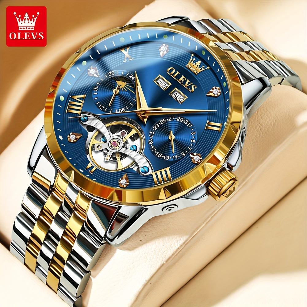 OLEVS Self Winding Stainless Steel Chronograph Watch Date Luminous Hands