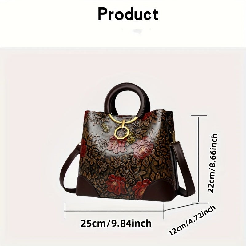 Vintage Exquisite Style Elegant Women's Bag Floral Print Crossbody Handbag