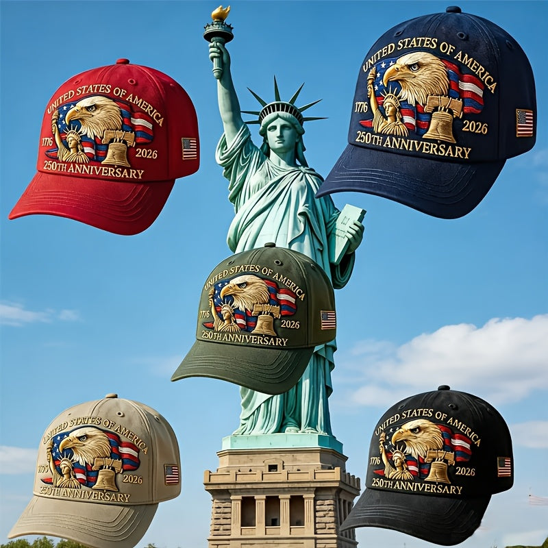 5 Men'S Baseball Caps Celebrating The 250Th Anniversary, Featuring a Patriotic Design for The 1776-2026 Commemoration. Perfect for Independence Day And Casual Wear, These Adjustable Unisex Caps Are Also Great for Halloween Co