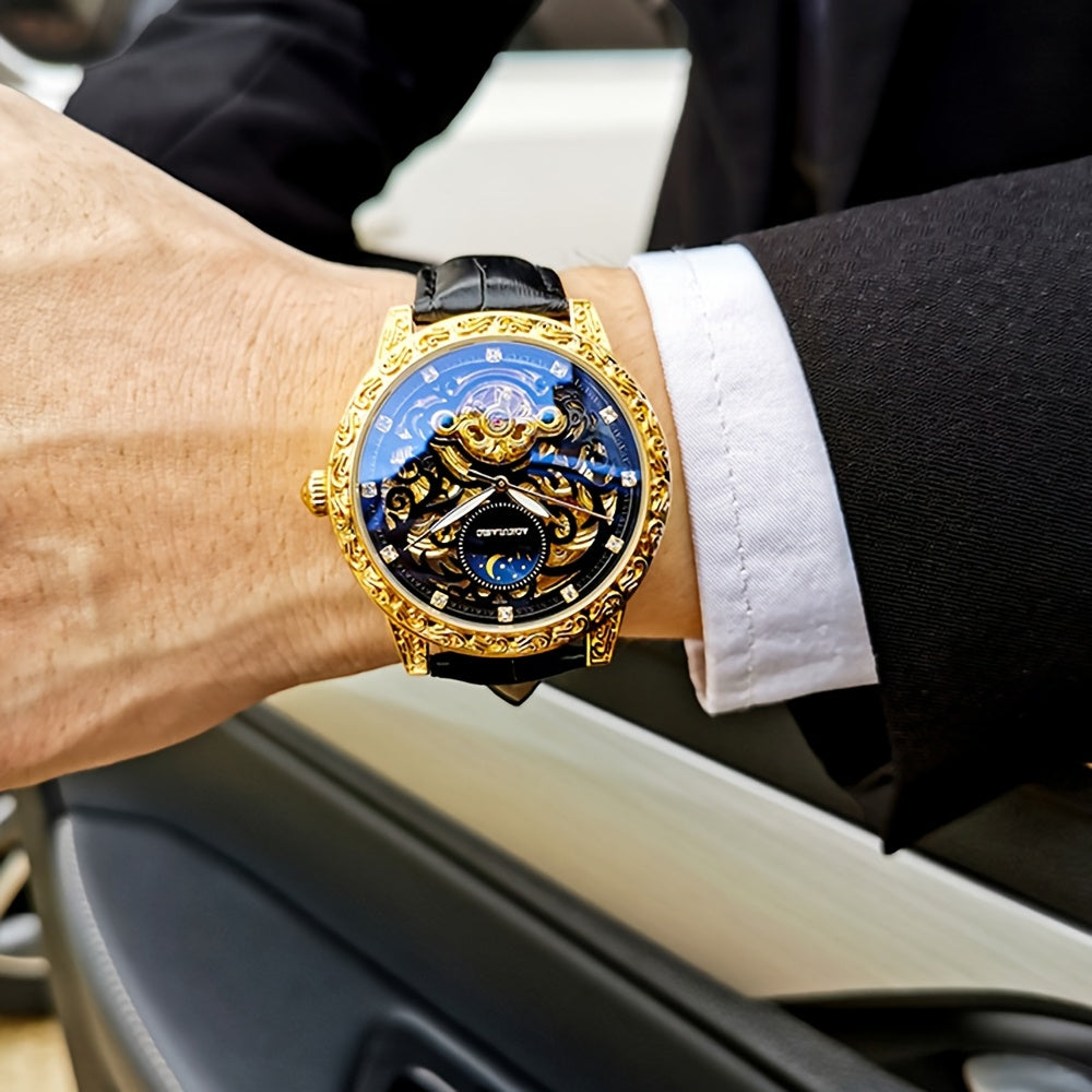 AOKULASIC Luxury Mechanical Watch Stainless Steel With Luminous Pointer