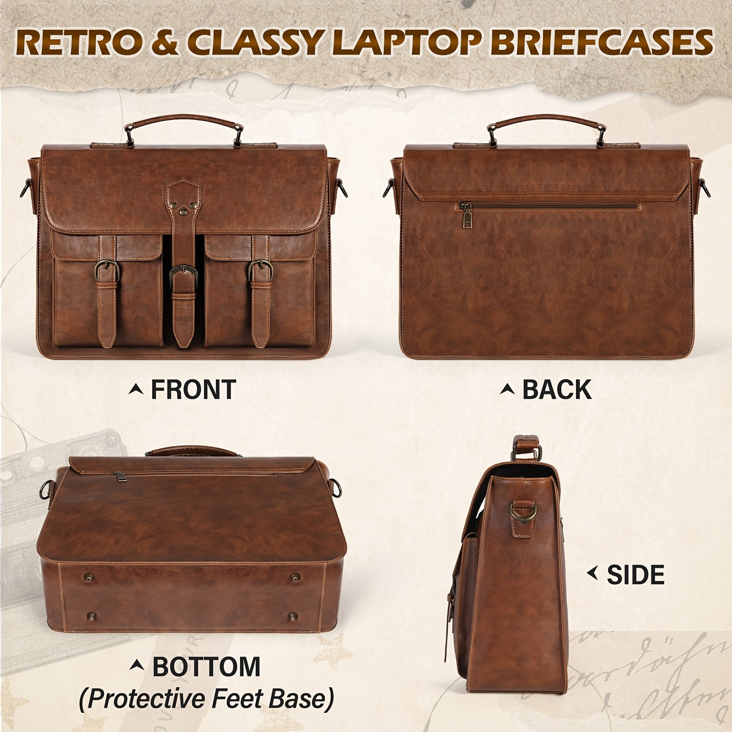 RAINSMORE Mens Crossbody Laptop Briefcase For Office Travel