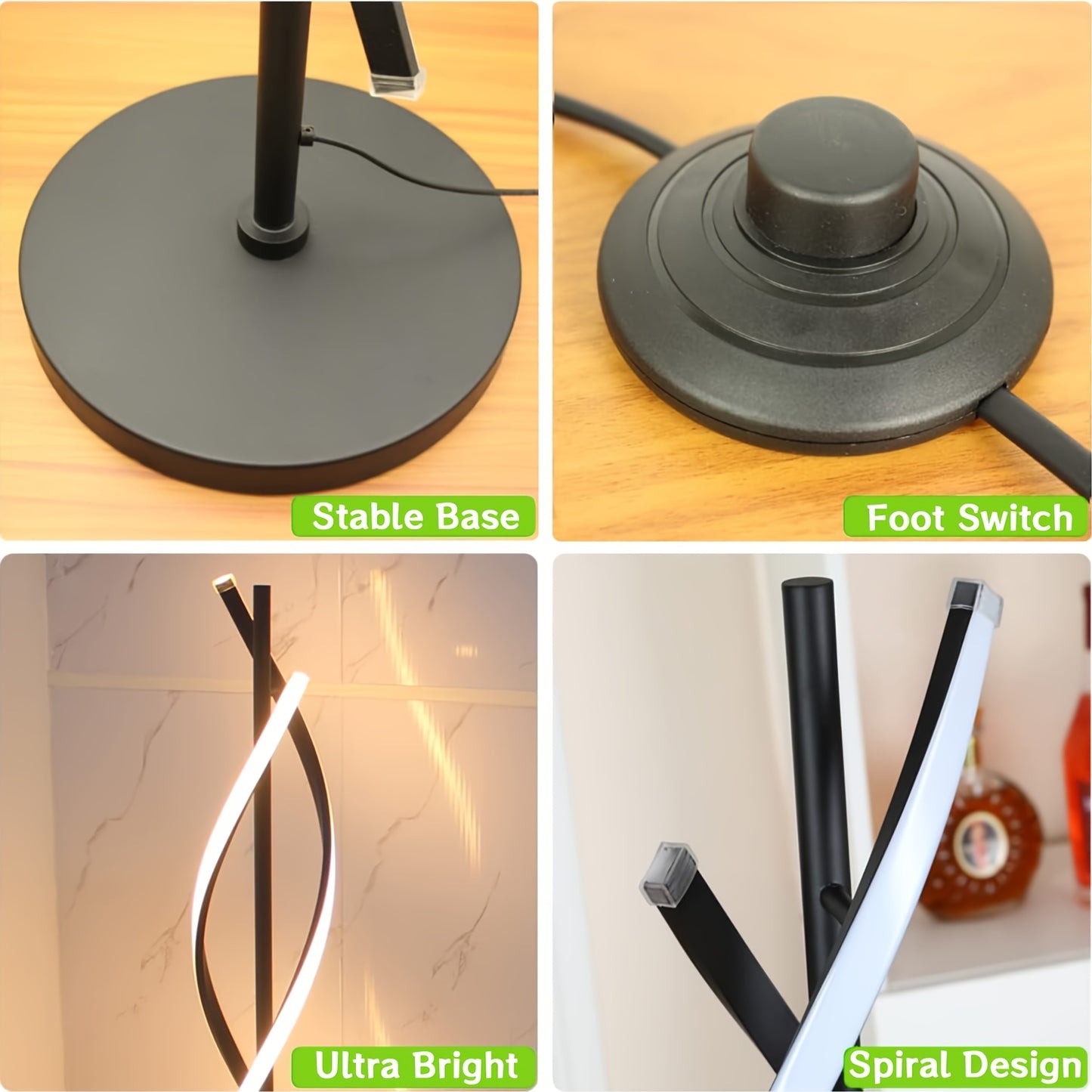 Spiral LED Floor Lamp Dimmable With Remote And Foot Switch