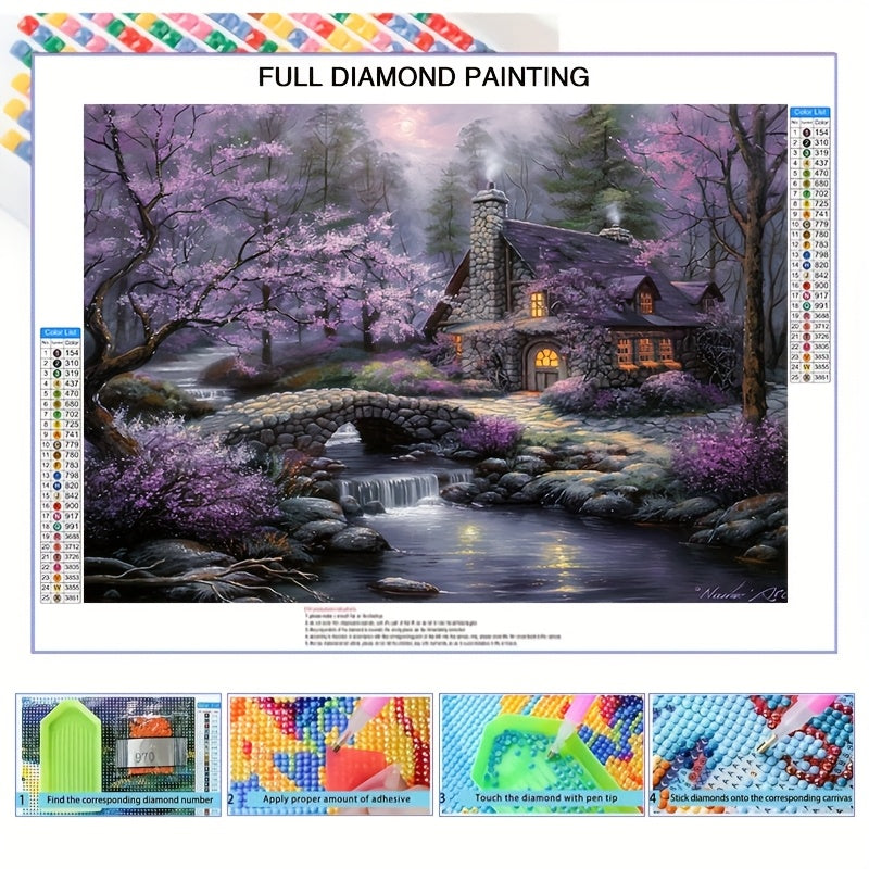Round Diamond Painting Kit Landscape Wall Art For Beginners