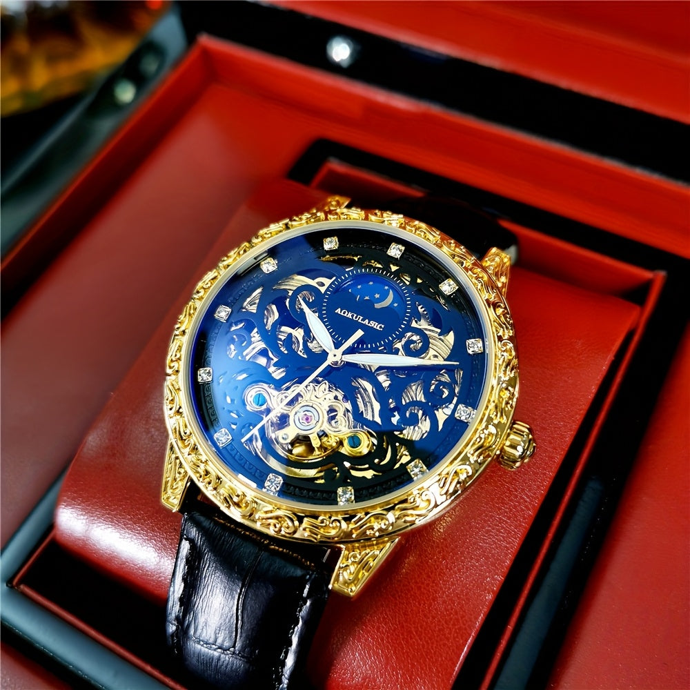 AOKULASIC Luxury Mechanical Watch Stainless Steel With Luminous Pointer