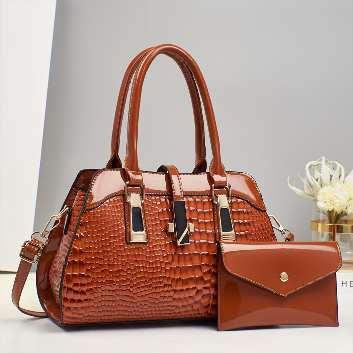 New Fashion Handbag 2024 Large Capacity Crocodile Handbag