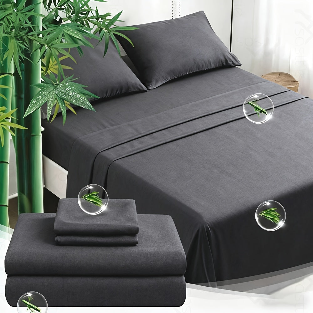 SASTTIE Bamboo Bed Sheet Set Ultra Soft Breathable All Season