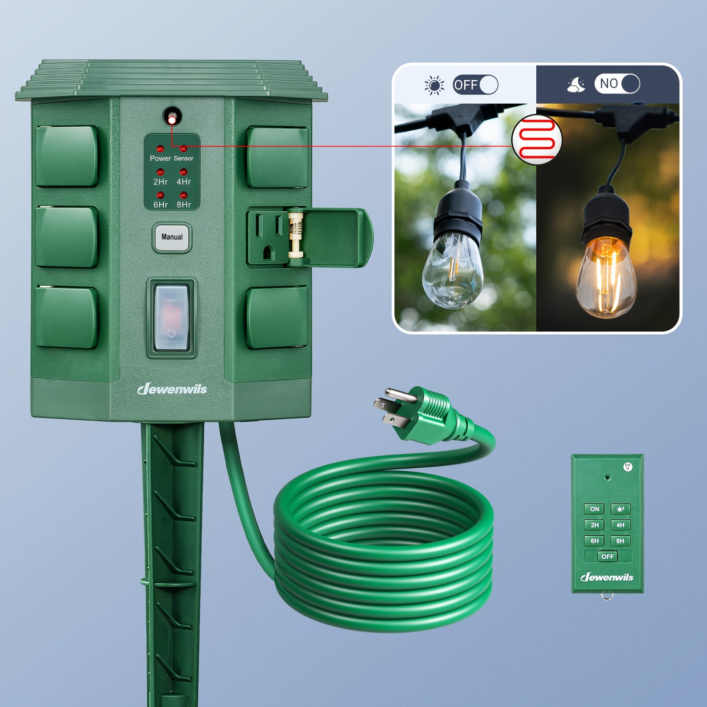 Dewenwils Power Stake Timer With Photocell Outlets Dusk To Dawn