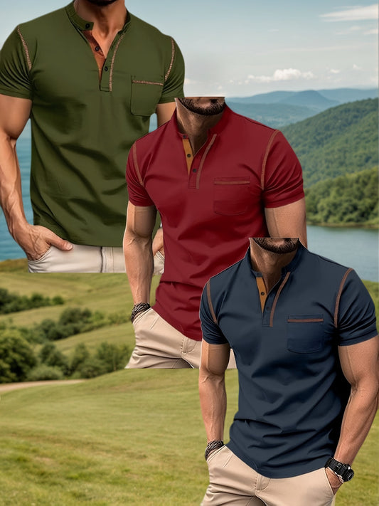 Men's Casual Outdoor Polo Shirts Set Of Three Short Sleeves