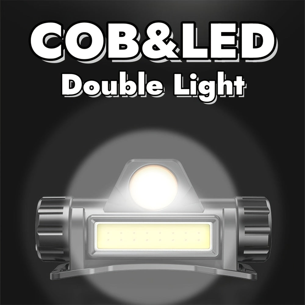 Set of 4 COB LED Headlamp Rechargeable Super Bright Long Lasting, Headlight for Head Long Range Hard Hat Light Clips for Headlamp, Hands Free Work Headlight with Magnetic Base Adjustable, Cycling Running Hiking High Lumens He