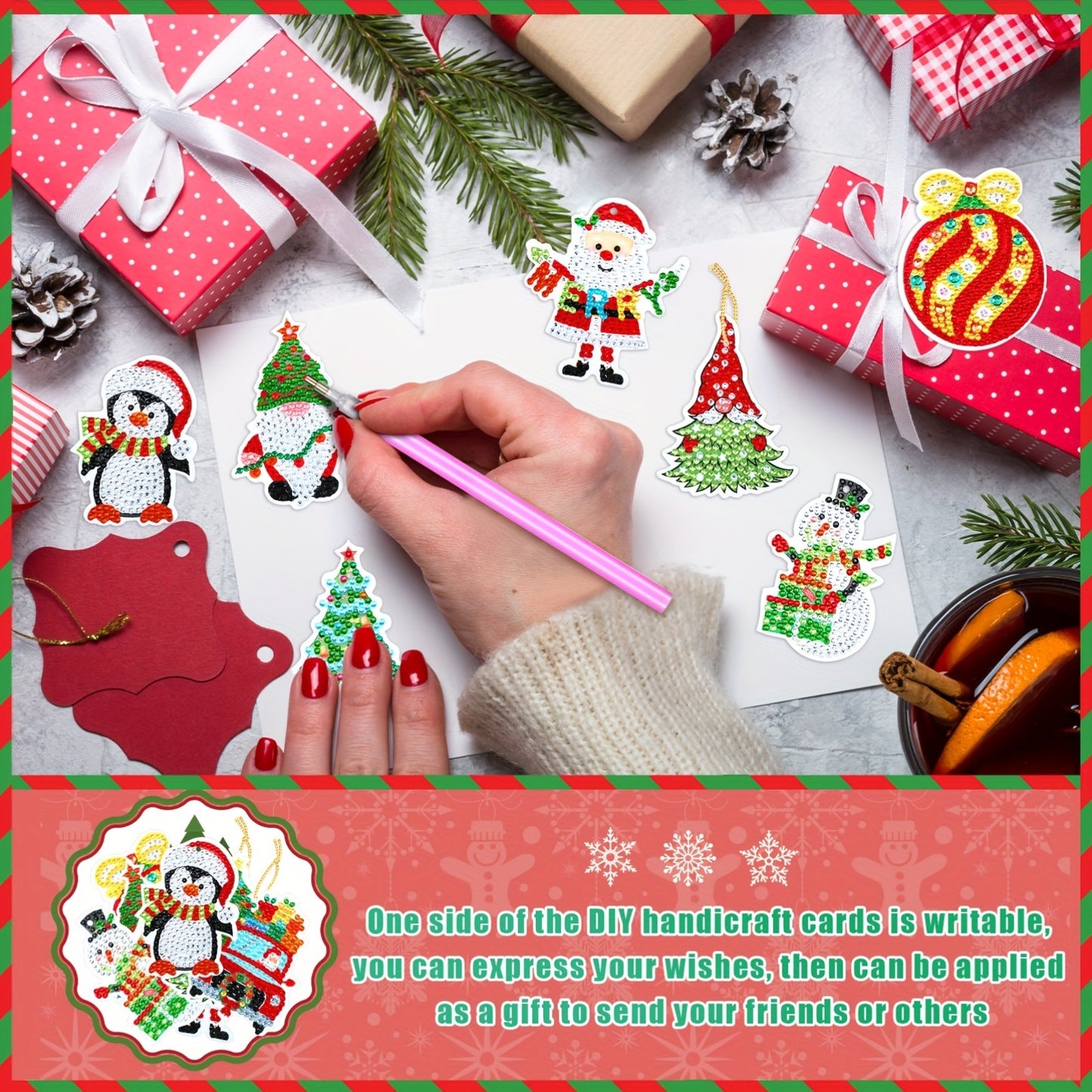 Chuangdi 64pc Diamond Art Ornament Kit For Christmas Craft
