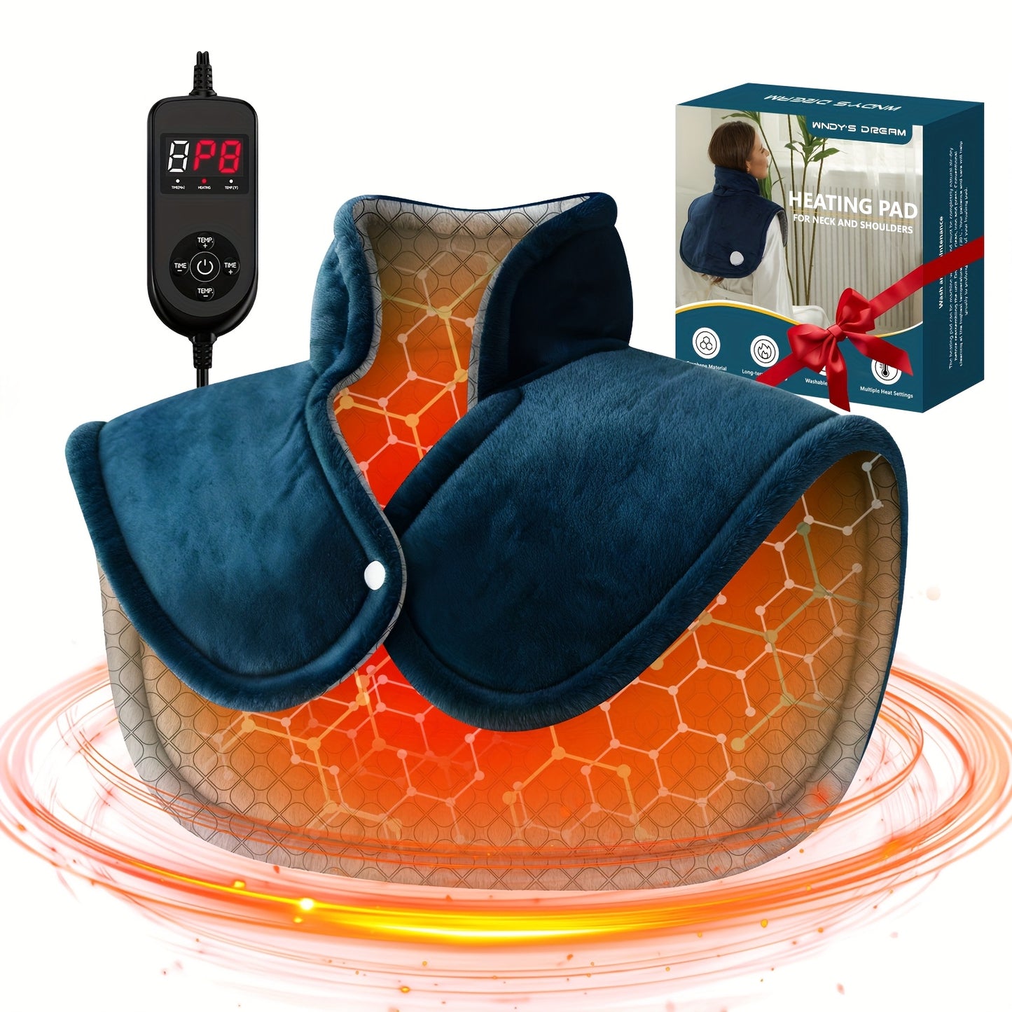 Graphene Heating Pad for Neck Shoulders Back, 3lb Weighted Electric Pad, Deep Heat with Precise Heating & Soft Flannel, 6 Heat Settings, 4 Timer Options, Auto Shut-Off, Machine Washable, 28"x33", Gifts for Women Men Mom Dad,