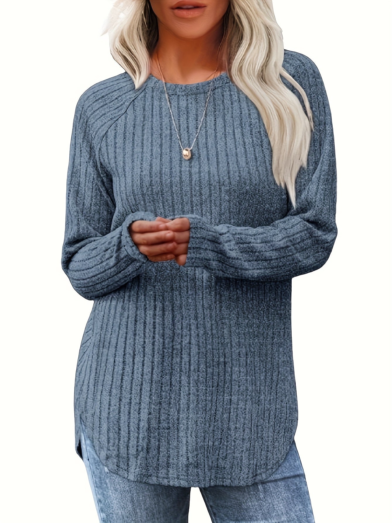 Three Piece Women's Casual Sweater Set With Round Neck Tee