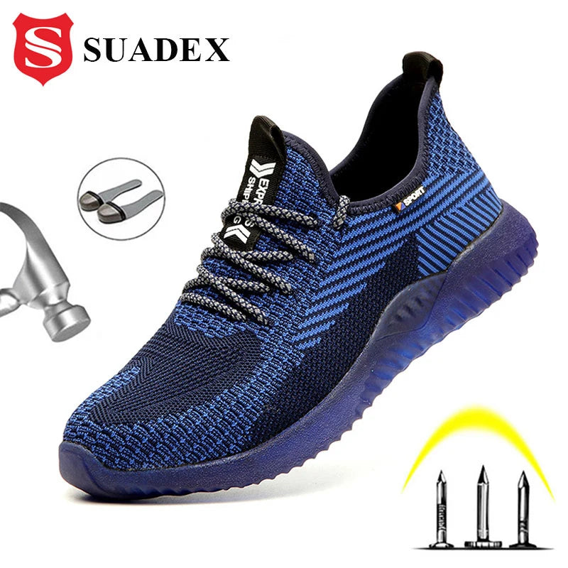 SUADEX Men Steel Toe Safety Work Shoes Breathable Lightweight Anti Slip