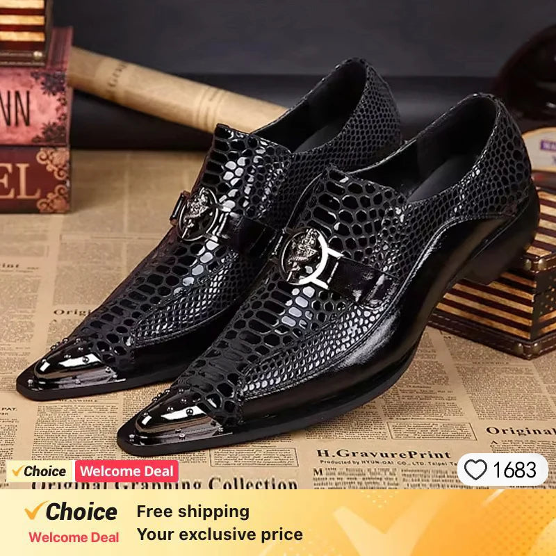 Handmade Italian Crystal Buckle Dress Shoes for Men