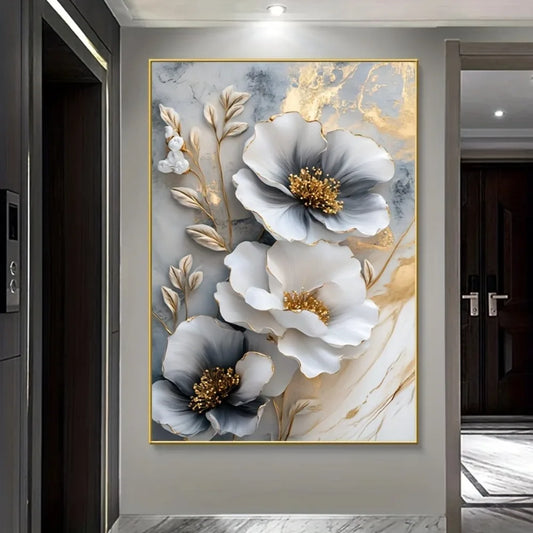1 Modern Luxury Floral Canvas Mural Framed 3D Painting