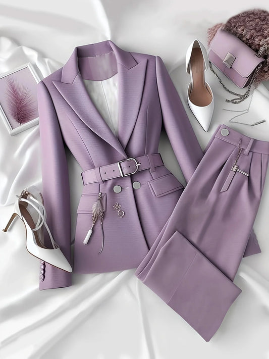 CN Guangdong Women Polyester Pant Suit Jacket Set With Belt