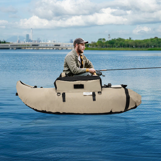 136*105cm Outdoor Khaki Inflatable Fishing Boat for Rafting