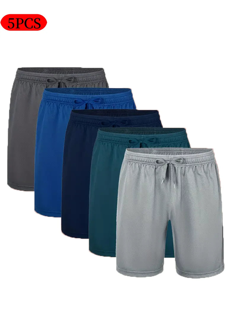Mens Casual Polyester Shorts With Drawstring Waistband