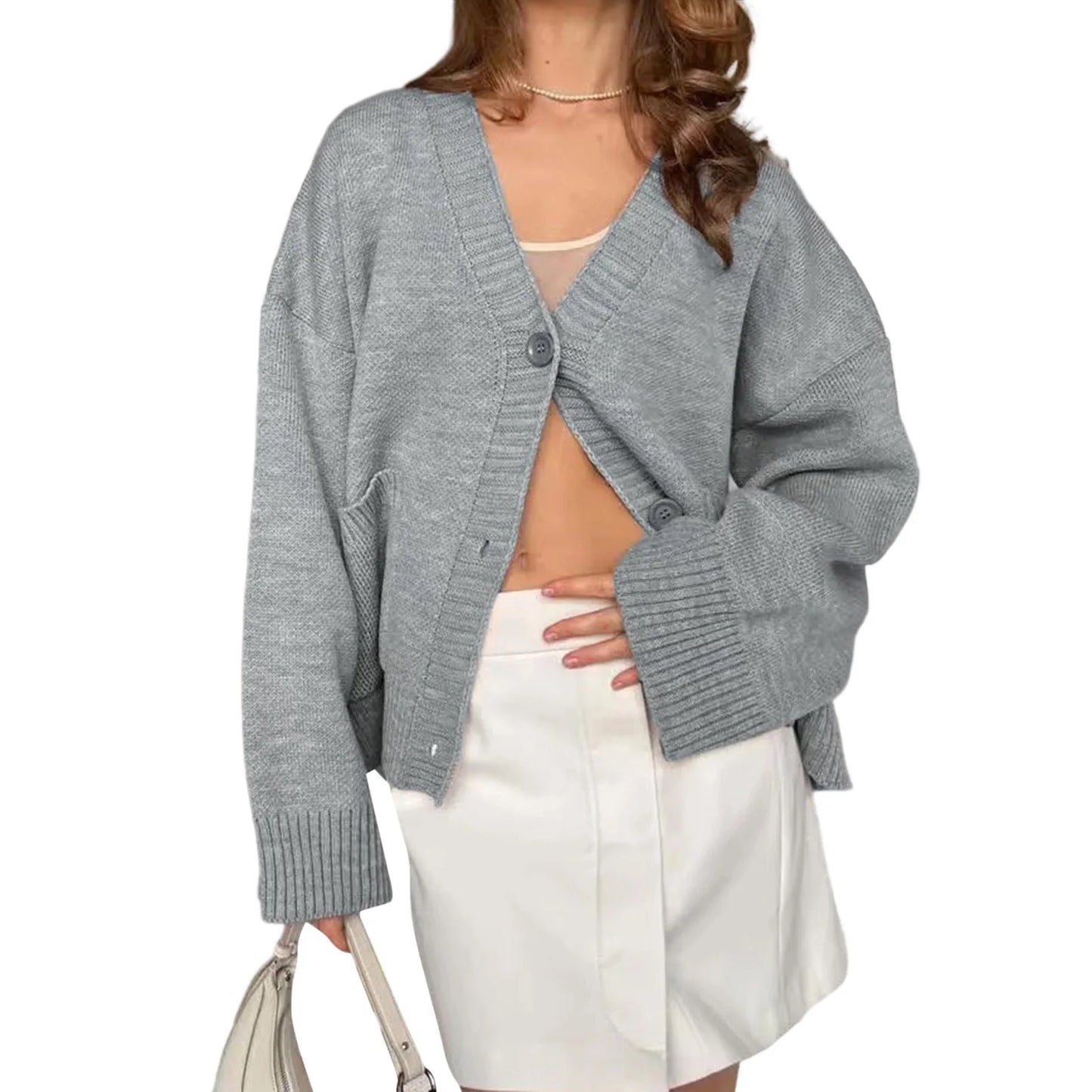 Hirigin Women's Long Sleeve V Neck Cardigan With Pockets