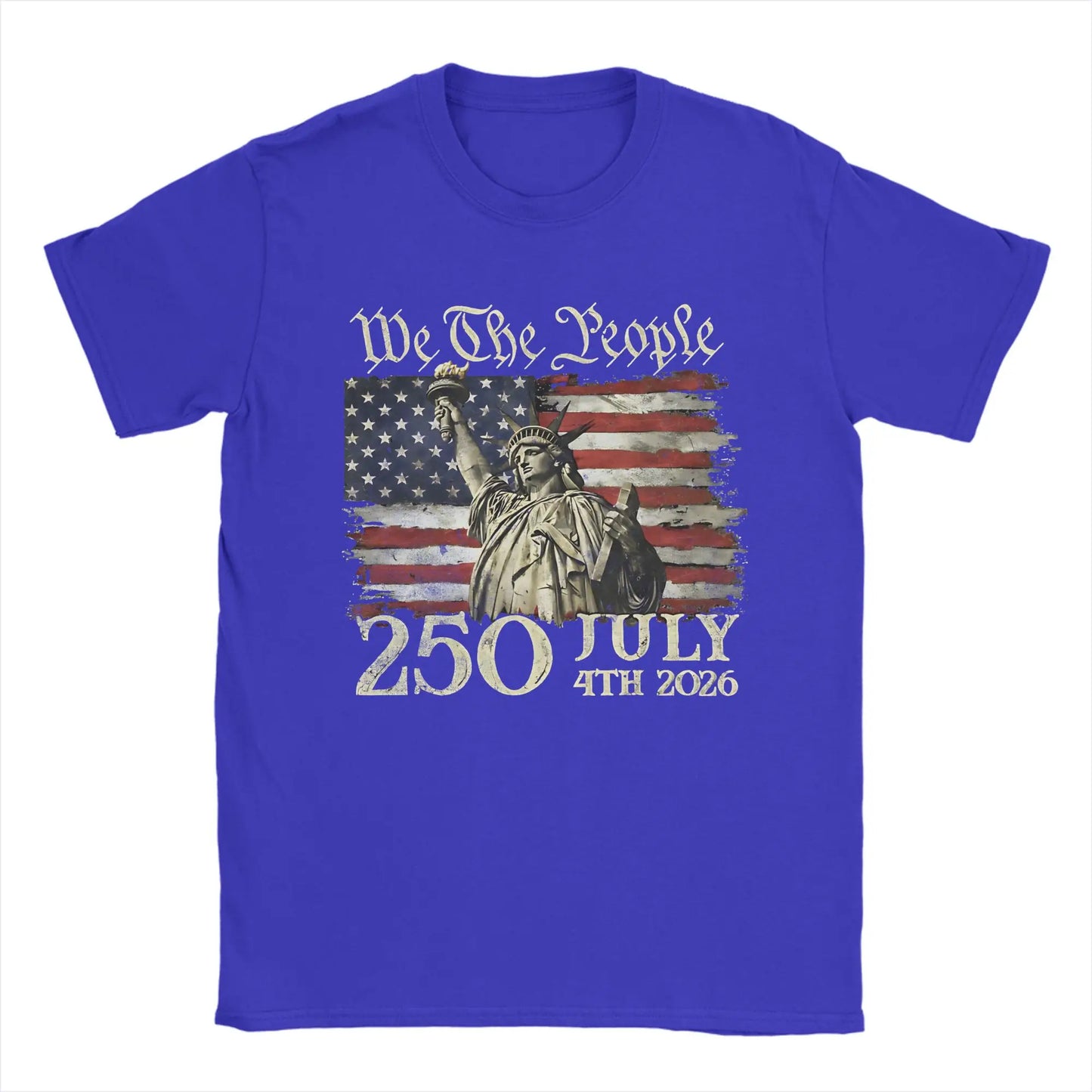 250 Years America 250 1776 2026 250th Anniversary US Flag  T Shirt Men's  100% Cotton Vintage T-Shirt Short Sleeve Clothes Gift