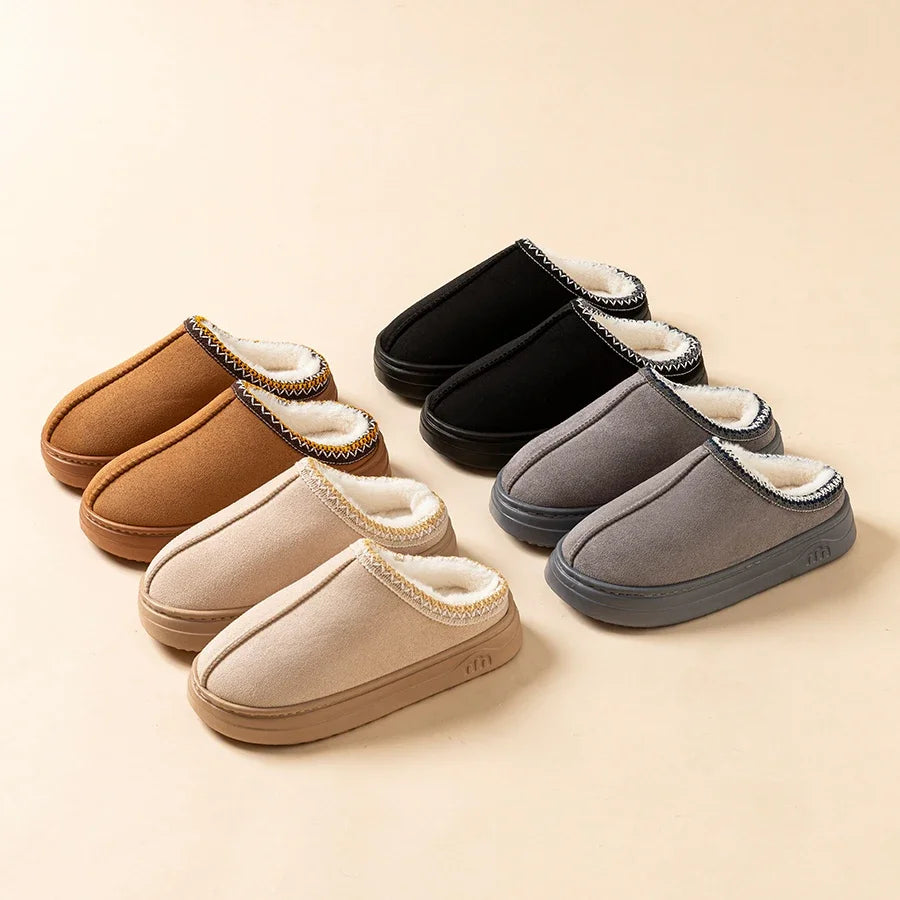 Winter Men's Slippers Indoor Warm Anti Slip Soft Plush Shoes