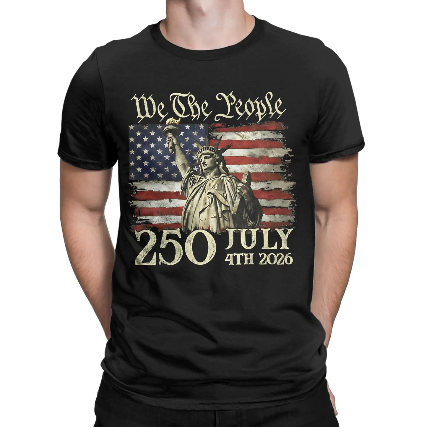 250 Years America 250 1776 2026 250th Anniversary US Flag  T Shirt Men's  100% Cotton Vintage T-Shirt Short Sleeve Clothes Gift