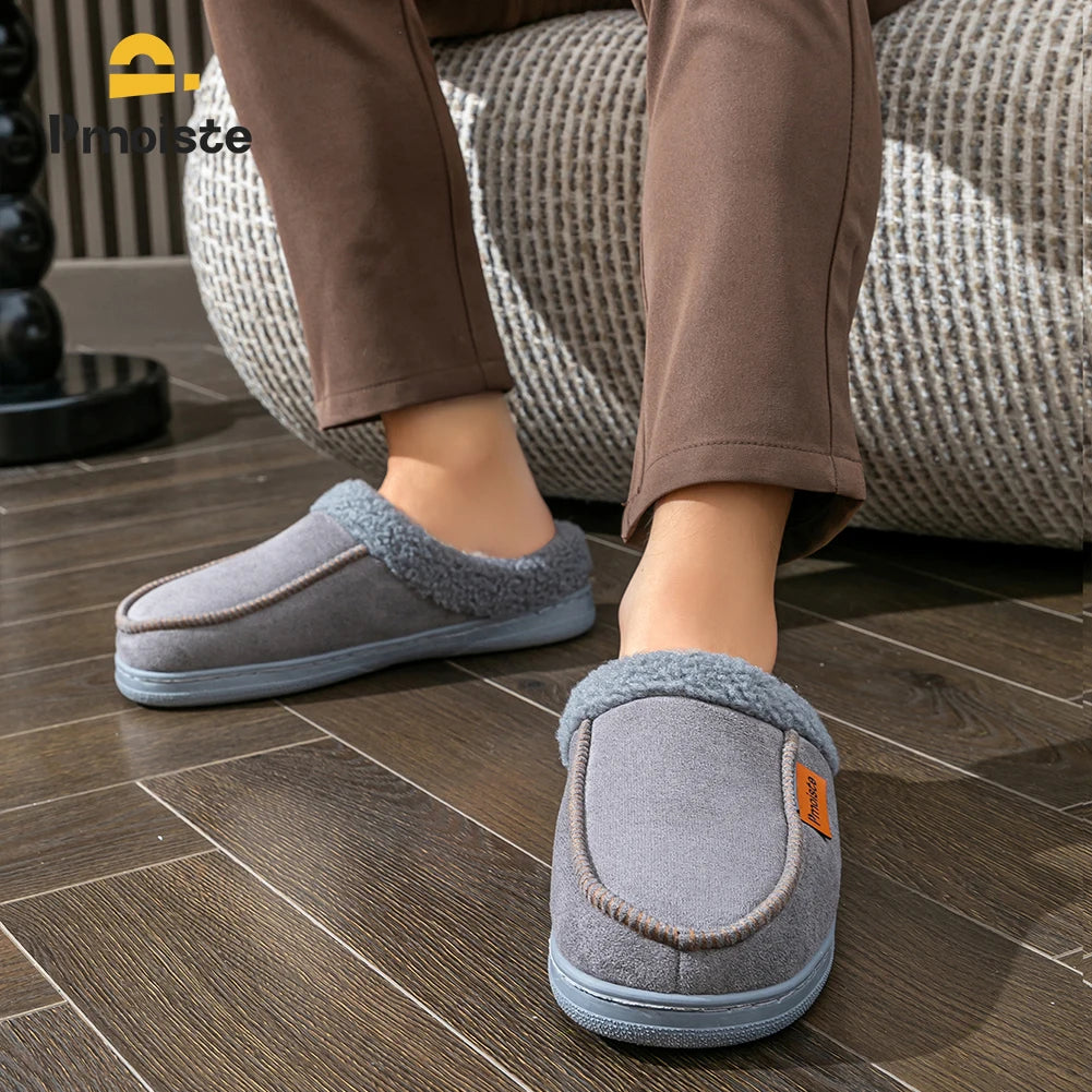 Men Suede Slippers Non Slip Memory Foam Cushion TPR Sole