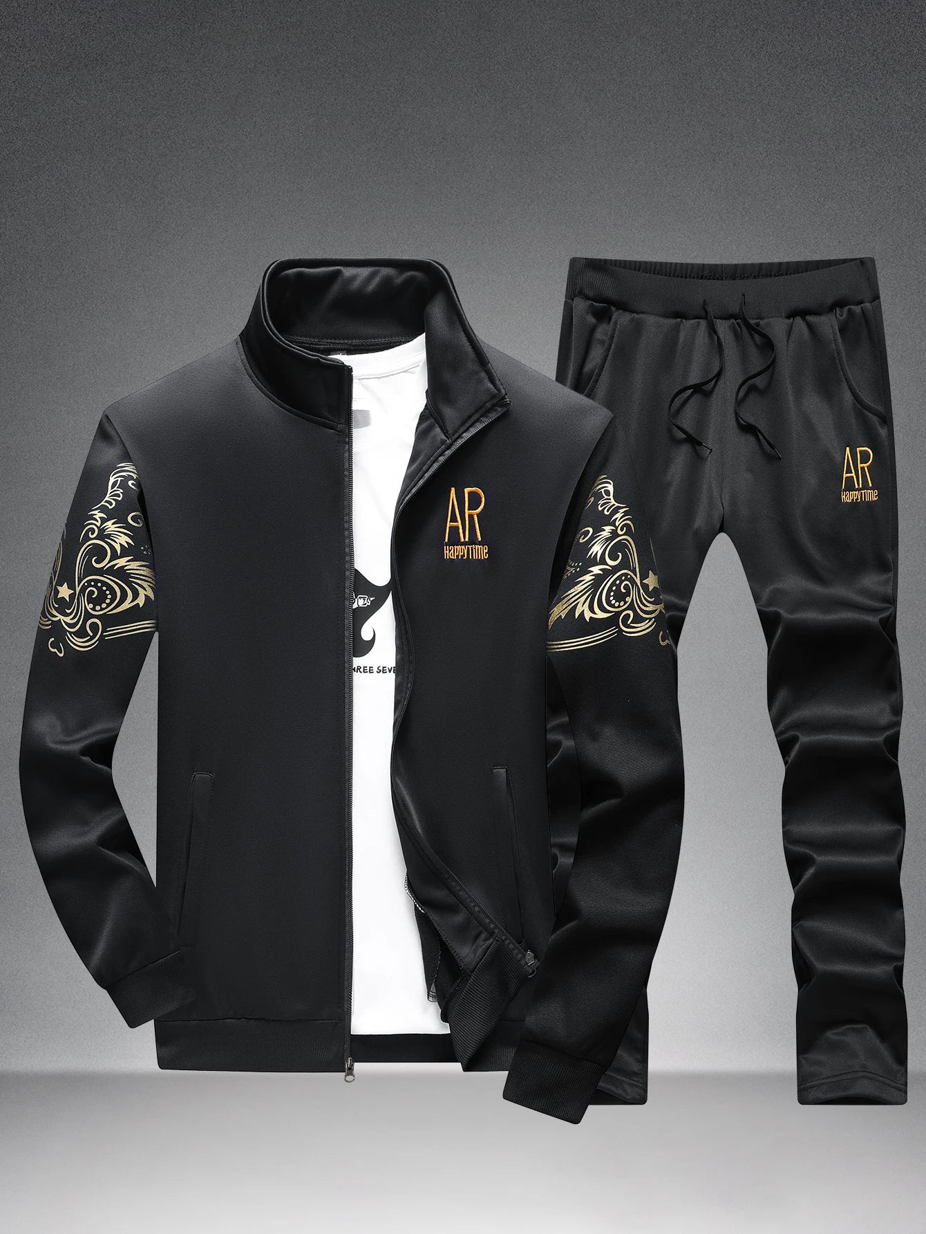 CN Fujian Mens Spring and Autumn Casual Stand Collar Set