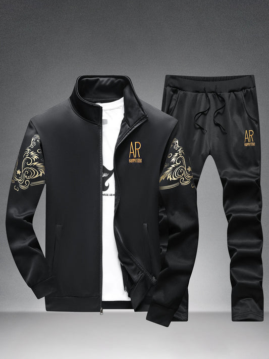 CN Fujian Mens Spring and Autumn Casual Stand Collar Set