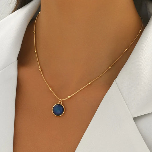 Lxalry 18K Gold-Plated Mood Necklace Hypoallergenic Jewelry