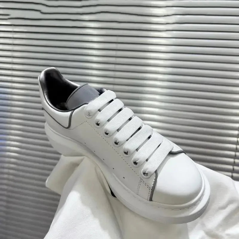 NONE Womens Leather Skateboard Flats Thick Sole Casual Shoes Unisex