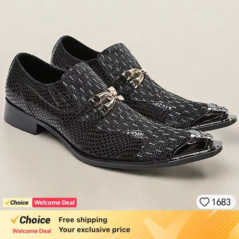 Handmade Italian Crystal Buckle Dress Shoes for Men