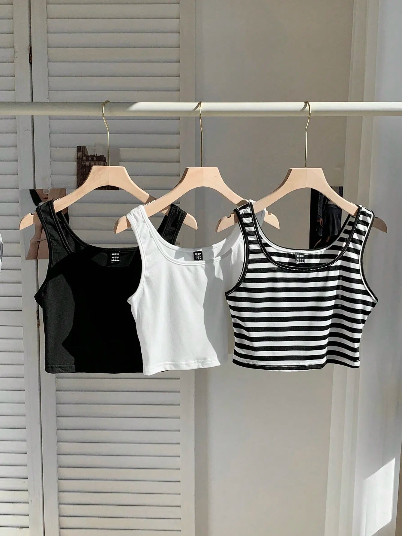 3pcs Women's Super Short Fitted Tank Tops in Black, White & Gray - Round Neck Casual Summer Crop Tops