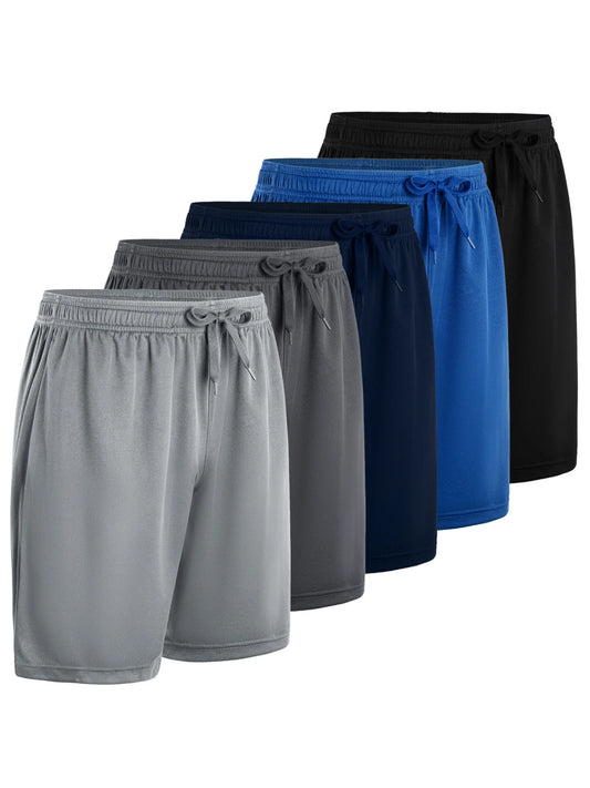 Mens Casual Polyester Shorts With Drawstring Waistband