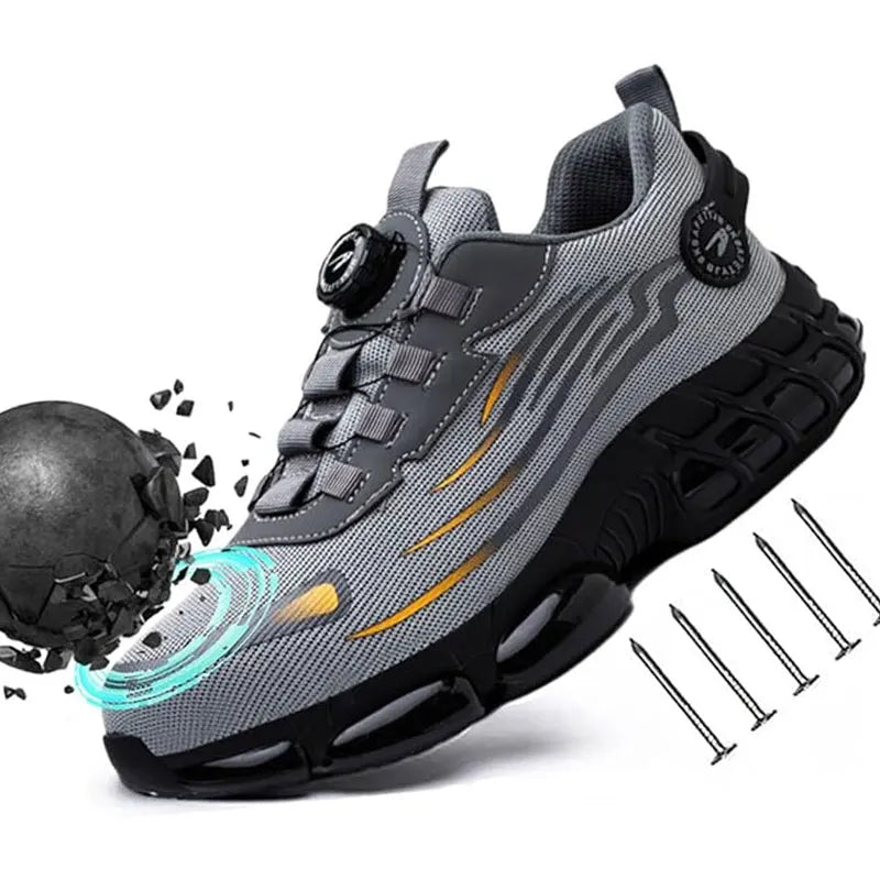 NONE Mens Steel Toe Work Sneakers Lightweight Breathable Antiskid Boots