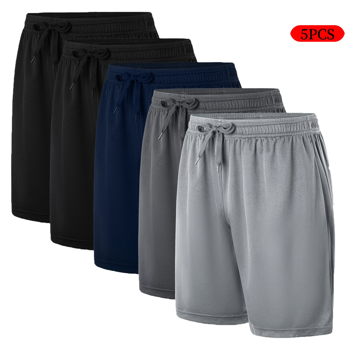 Mens Casual Polyester Shorts With Drawstring Waistband