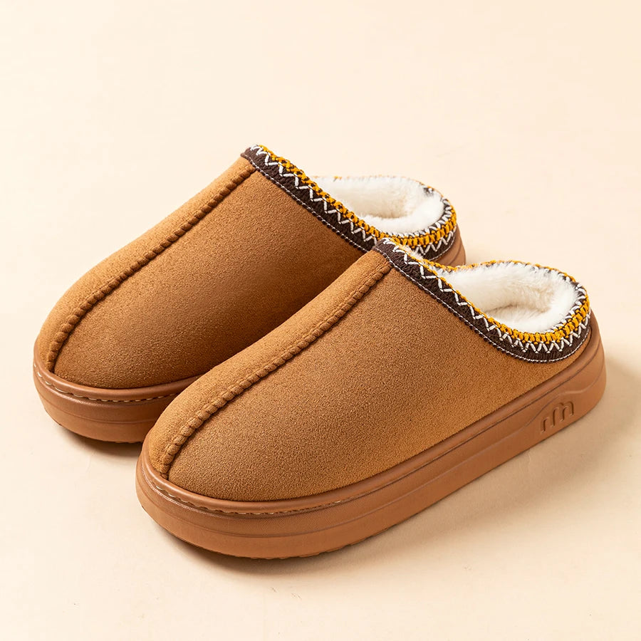 Winter Men's Slippers Indoor Warm Anti Slip Soft Plush Shoes