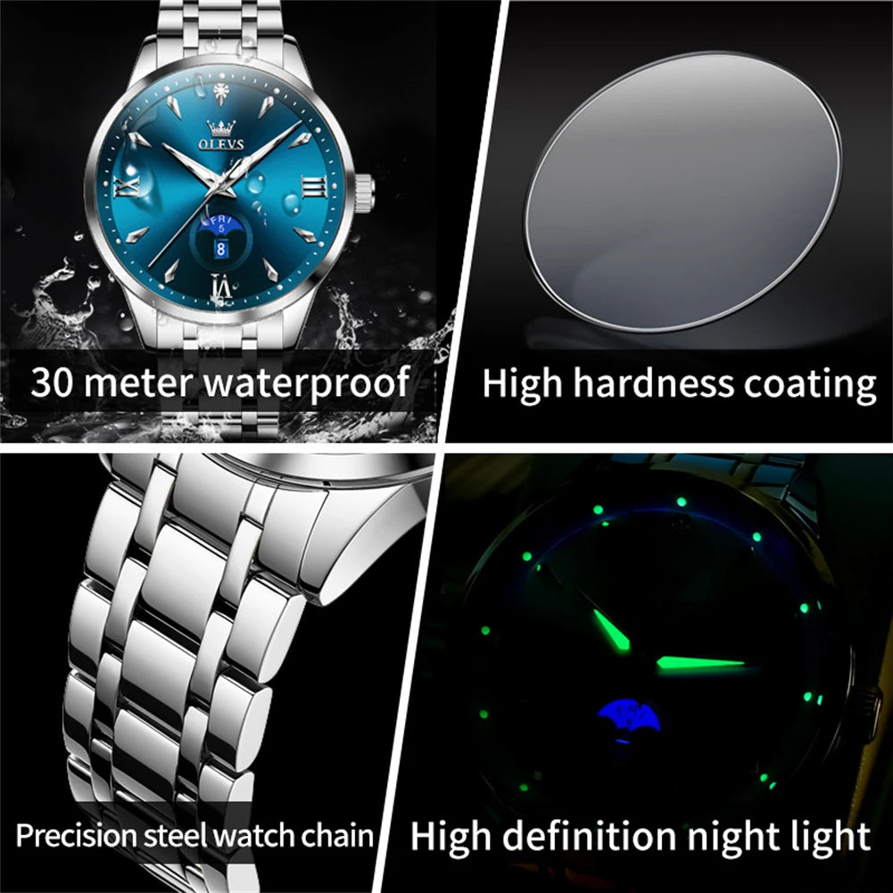OLEVS 3646 Mens Watch Original Business Quartz Waterproof Luminous