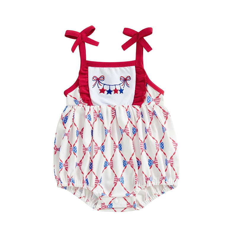 Cute Baby Girls Romper Sleeveless Floral Embroidery Jumpsuit