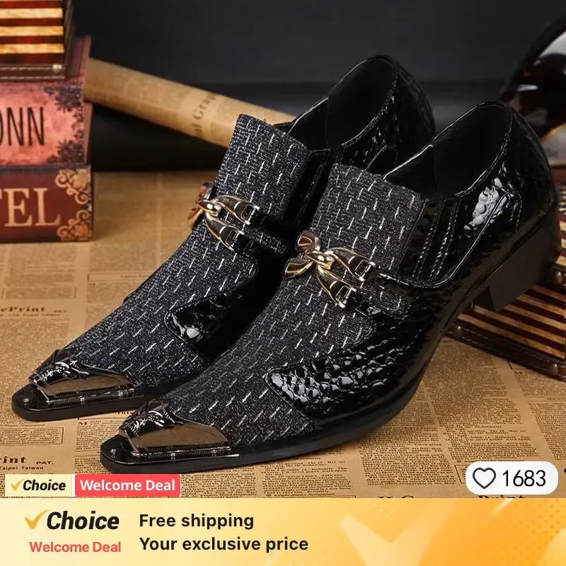 Handmade Italian Crystal Buckle Dress Shoes for Men