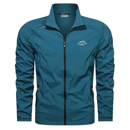 UPF100 Men Summer Windbreaker Zip Pockets Breathable Jacket