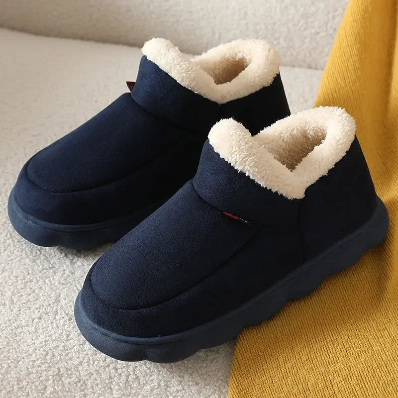 Litfun Warm Fluffy Men Cotton Indoor Slippers Antiskid Fur