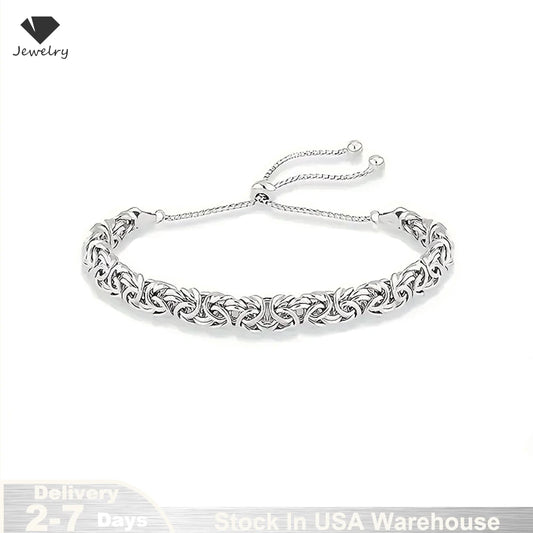 New S925 Sterling Silver Byzantine Emperor Chain Bracelet