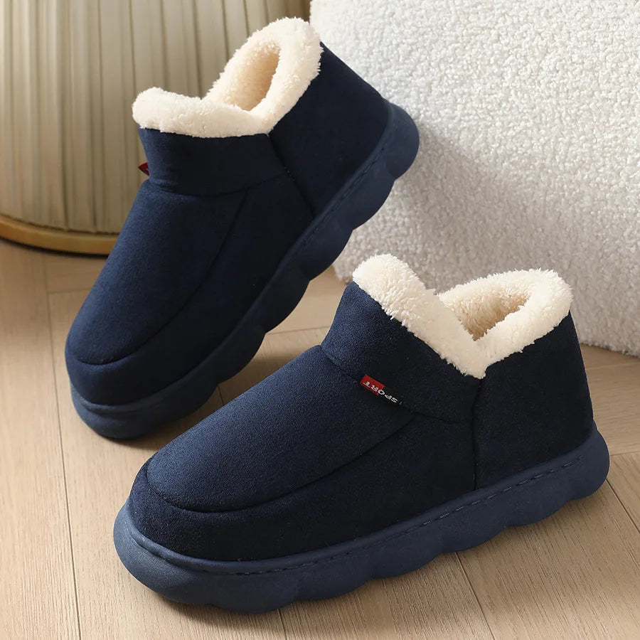 Litfun Warm Fluffy Men Cotton Indoor Slippers Antiskid Fur