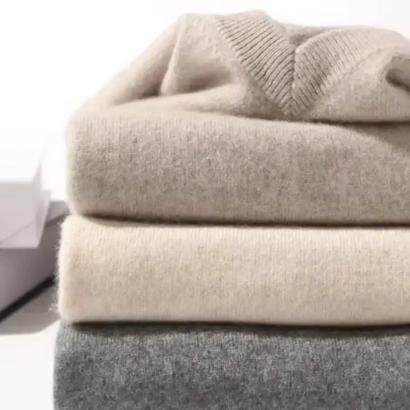 Men's V-Neck Wool Knit Pullover Sweater