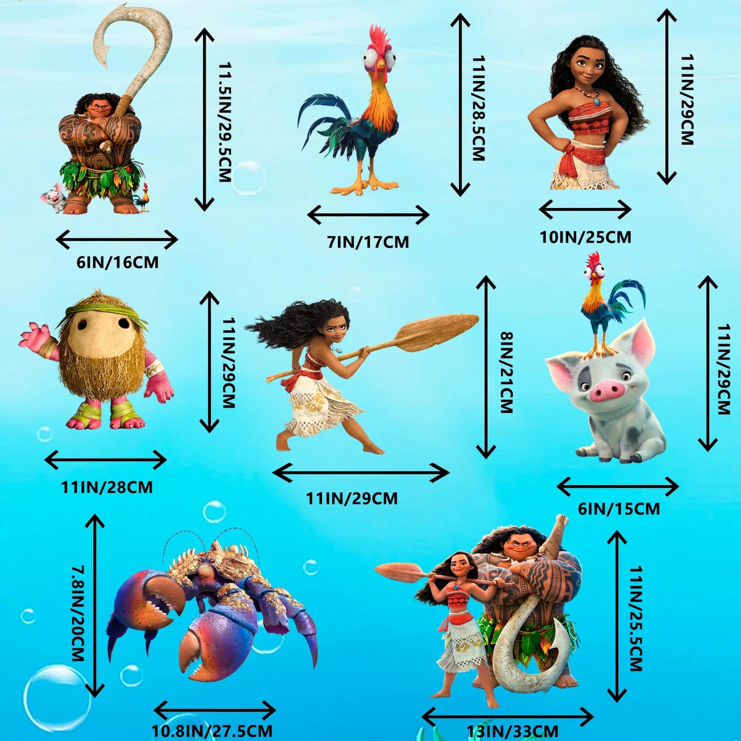 Moana 8 PCS Birthday Party Yard Sign with Stakes Decorations