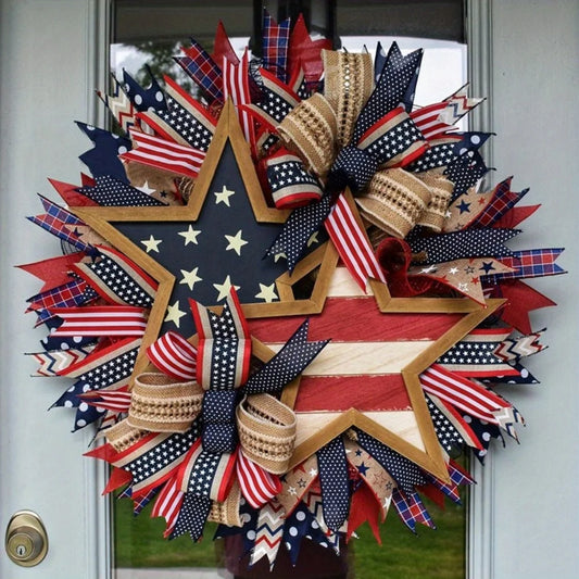 4Th of July Patriotic Wreath, 17.7in Front Door Garland