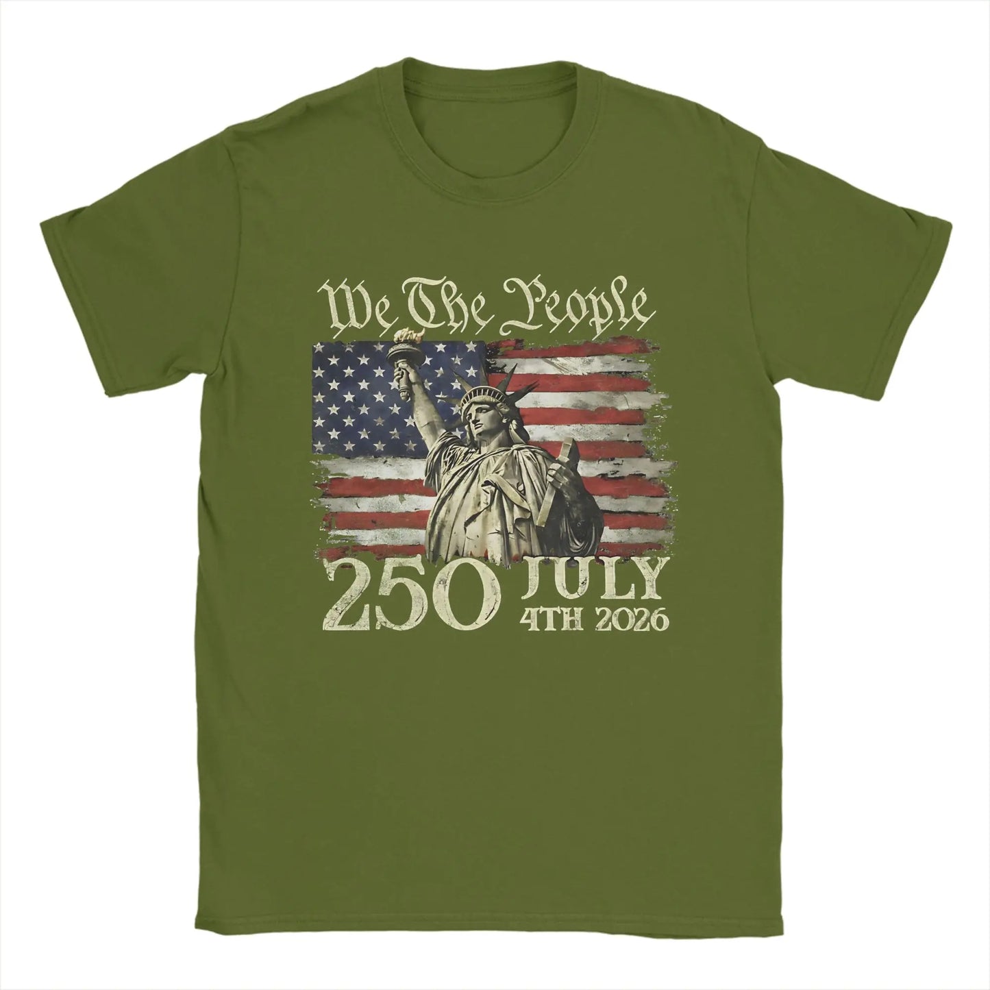 250 Years America 250 1776 2026 250th Anniversary US Flag  T Shirt Men's  100% Cotton Vintage T-Shirt Short Sleeve Clothes Gift